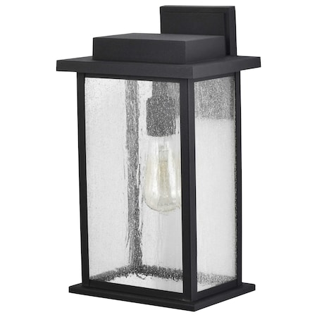 Nuvo Sullivan 1-Lgt Large Wall Lantern - Matte Black / Clear Seeded Glass 60/7376